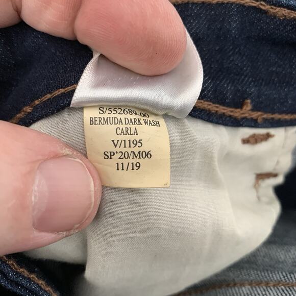 Old Navy Bermuda Jean Shorts Womens Sz 12 Dark Blue Stretch Denim Cuffed Midrise - Picture 6 of 6